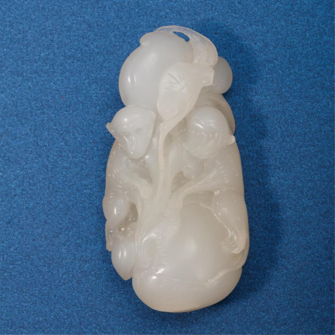 CHINESE JADE CARVED PENDANT: Length: 3.3 inches. Width: 1.7 inches. Thickness: 0.8 inches. Weight: inches. Length: 8.5cm, Width: 4.3cm, Thickness: 2cm, Weight: 96g