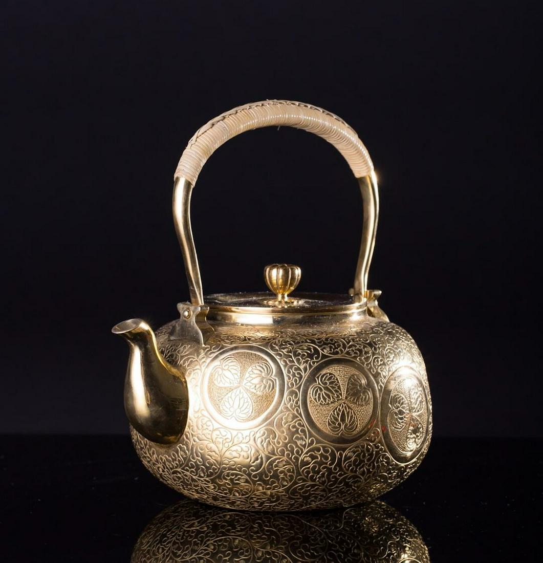 JAPANESE GILT SILVER TEAPOT (1 of 8)