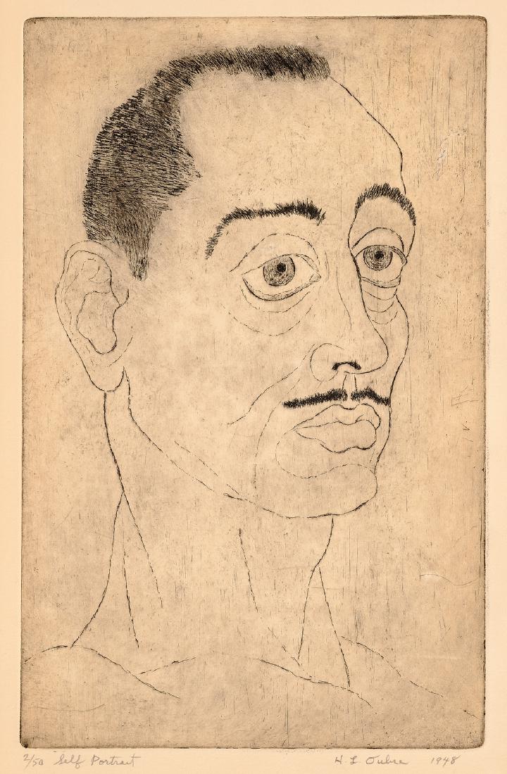 Hayward Louis Oubre, Jr Self Portrait: Hayward Louis Oubre, Jr. (1916-2006) Self Portrait, 1948 etching signed, dated, titled, and numbered 2/50 16 x 10-1/4 framed