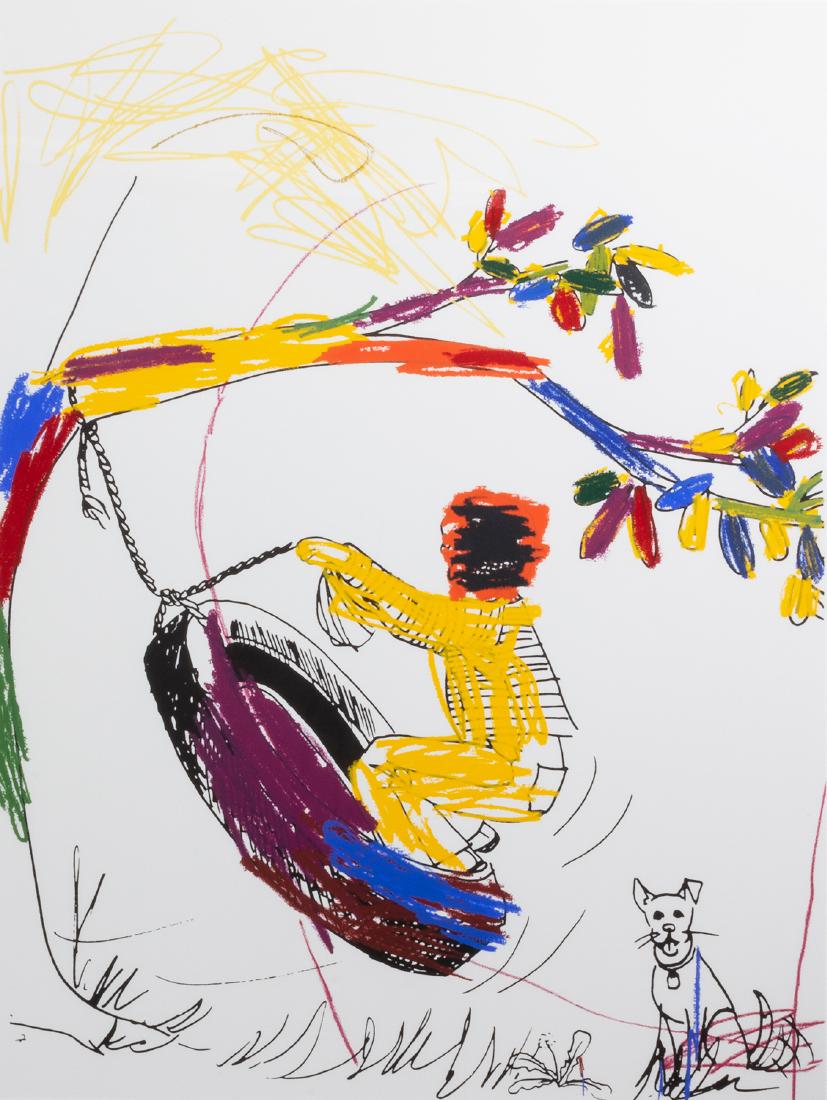 Glenn Ligon Boy on Tire: Glenn Ligon (b. 1960)Boy on Tire, 2004screenprint on papersigned and numbered 57/10841-1/2 x 31-3/4 inchesframed