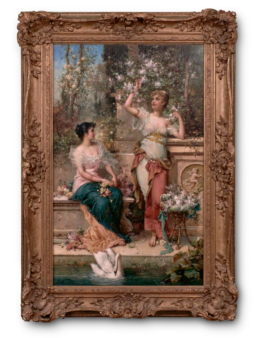 Hans Zatzka (Austrian, 1859-1945): Hans Zatzka (Joseph Bernard, pseudonym)(Austrian, 1859-1945)oil on boardsigned22.5"h x 14"woverall: 28.5"h x 20"w
