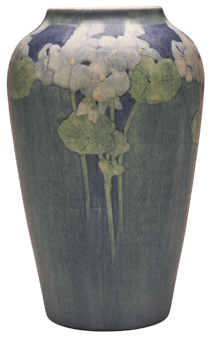 Newcomb Pottery Floral vase: Newcomb PotteryFloral vaseNew Orleans, LAglazed ceramicartist signed, impressed marks9"h x 5.5"dia