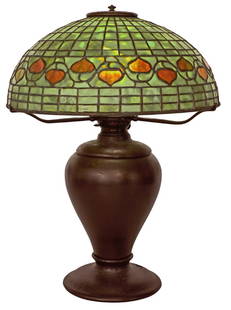Tiffany Studios Acorn table lamp: Tiffany StudiosAcorn table lampNew York, NYleaded glass, bronzeshade and base signed 22.5"h x 16"dia