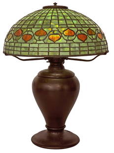 Tiffany Studios Acorn table lamp: Tiffany StudiosAcorn table lampNew York, NYleaded glass, bronzeshade and base signed 22.5"h x 16"dia