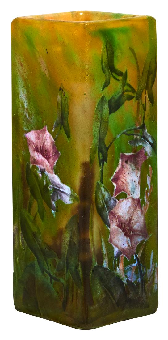 Daum vase: DaumvaseNancy, Francecarved and enameled glasssigned4"h x 1.5"w