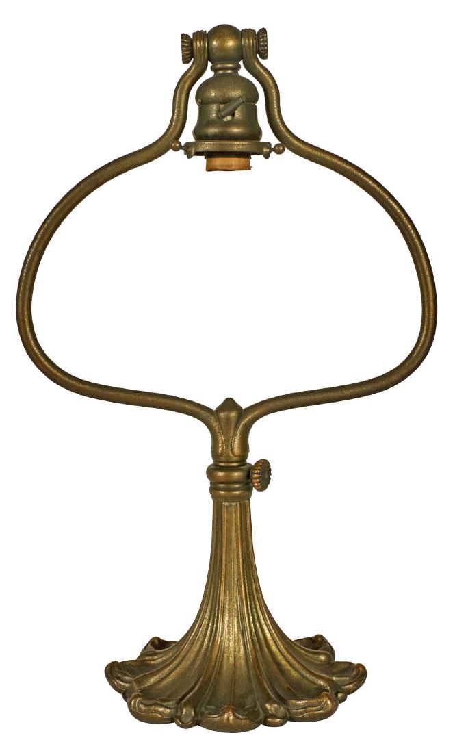 Tiffany Studios harp lamp base: Tiffany Studios Harp desk lamp base New York, NY bronze impressed marks 18.5"h x 11.5"w