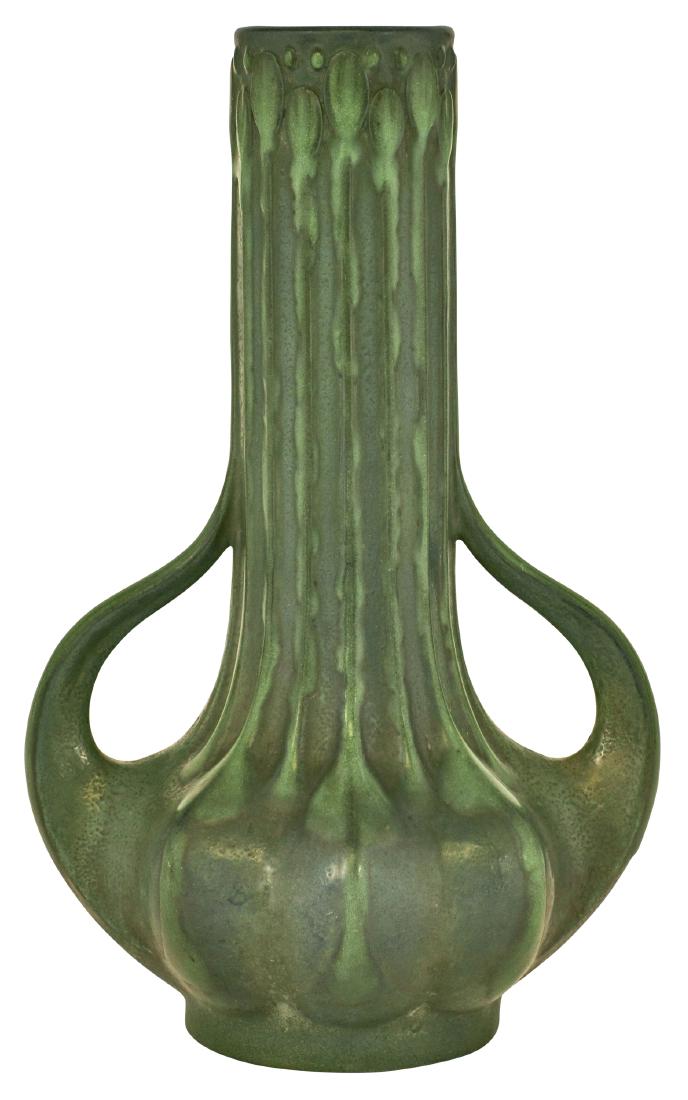 Paul Dachsel for Amphora: Paul Dachsel for Amphora handled vase Austria glazed ceramic marked 12.5"h x 8"w