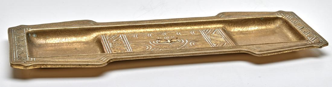 Tiffany Studios Indian desk tray: Tiffany Studios Indian desk tray New York, NY bronze impressed marks .5"h x 4"d x 11"w 