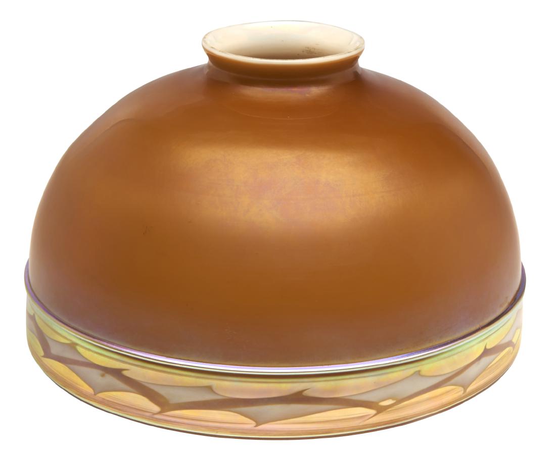 Steuben lamp shade: Steubenlamp shade Corning, NY applied decorated Aurene glass unsigned 4.5"h x 7"dia