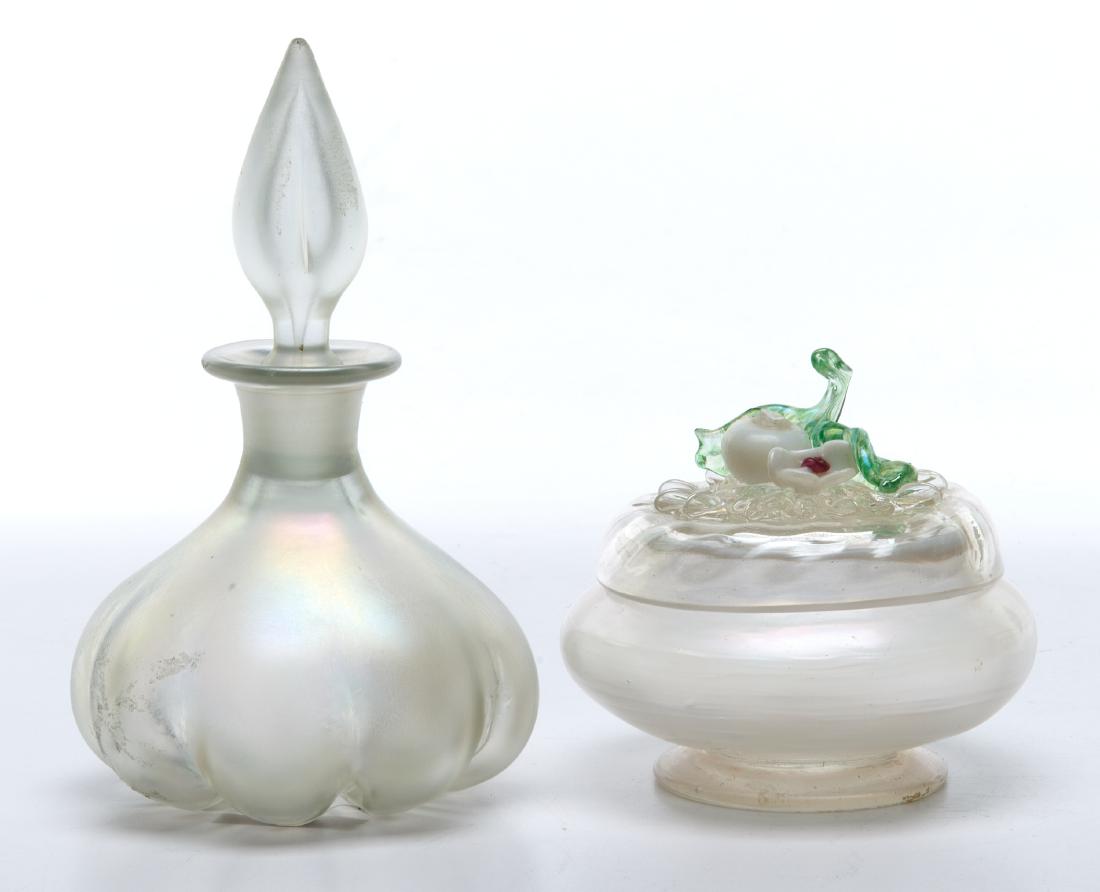 Steuben objects: Steuben objects, two Corning, NY glass unmarked taller: 4.5"h x 3"dia