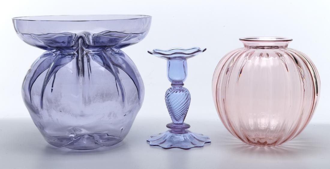 Steuben group of three: Steuben objects, group of three Corning, NY glass one marked tallest: 9"h x 9"dia