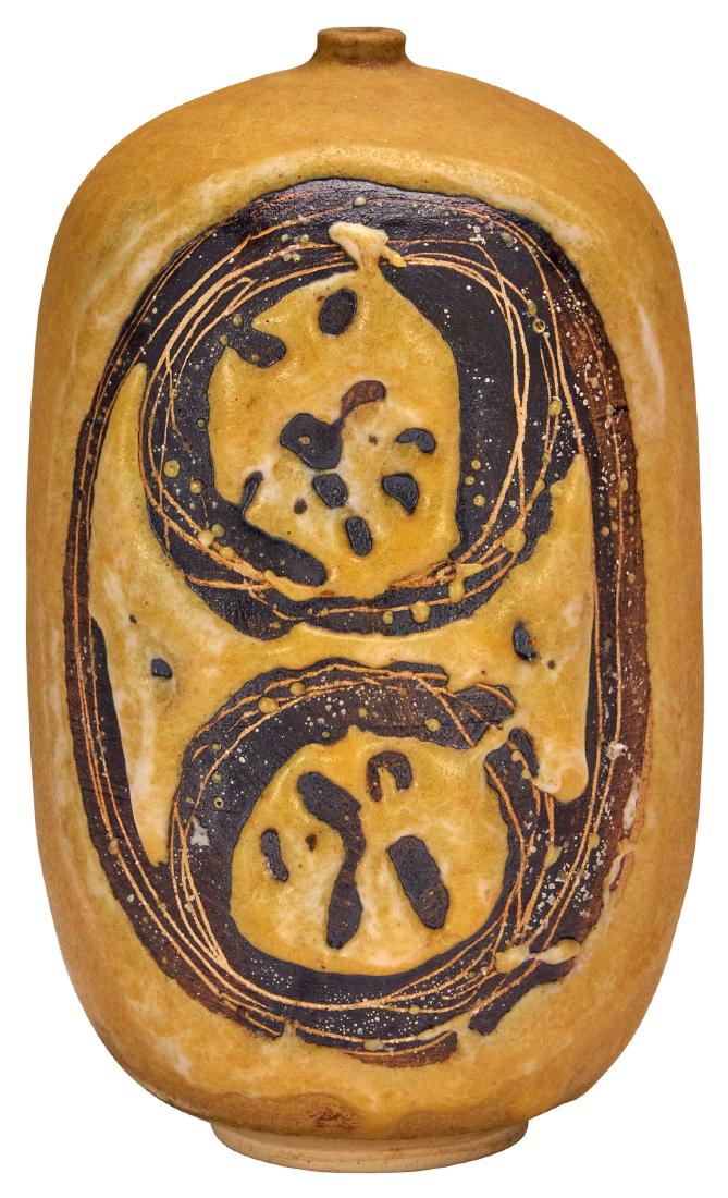 Rose Cabat vase: Rose CabatvaseTucson, AZglazed ceramicsigned4.5"h x 2.5"dia