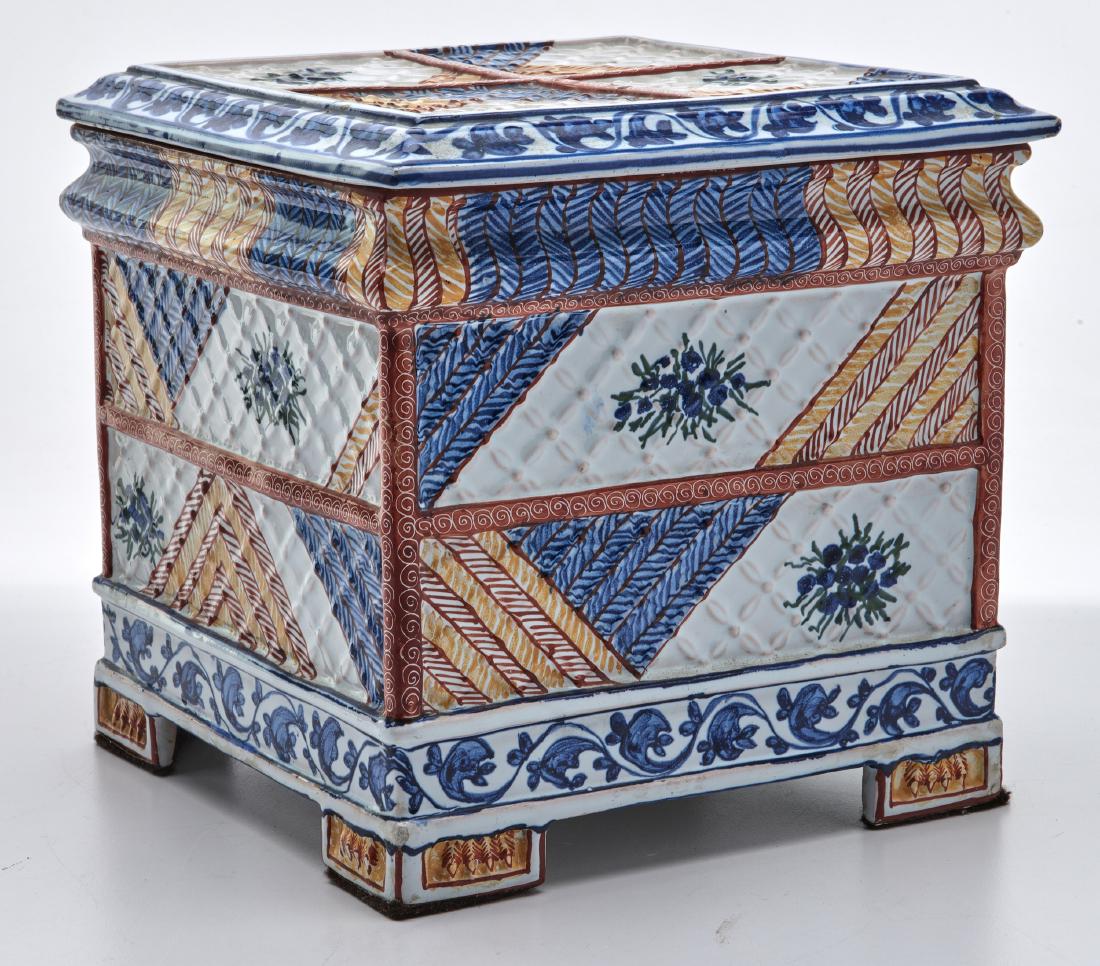 Galle covered vessel: Galle covered vessel Nancy, France painted ceramic signed 7"h x 7.5"w