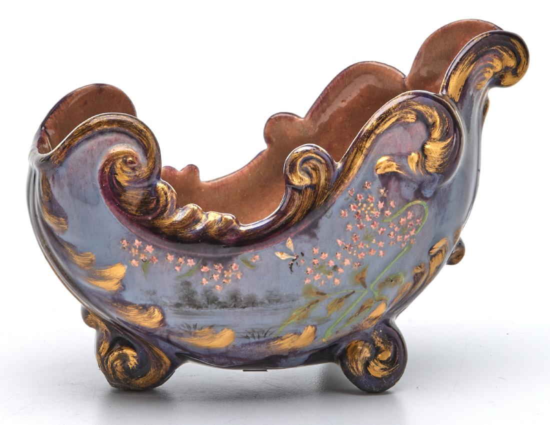 Galle bowl: Galle bowl Nancy, France painted ceramic signed 3.5"h x 5"w