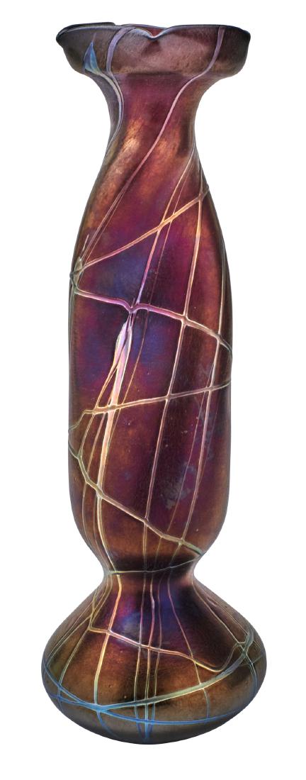Loetz, attributed vase: Loetz, attributedvaseAustriairidescent glassunsigned12"h x 4"dia