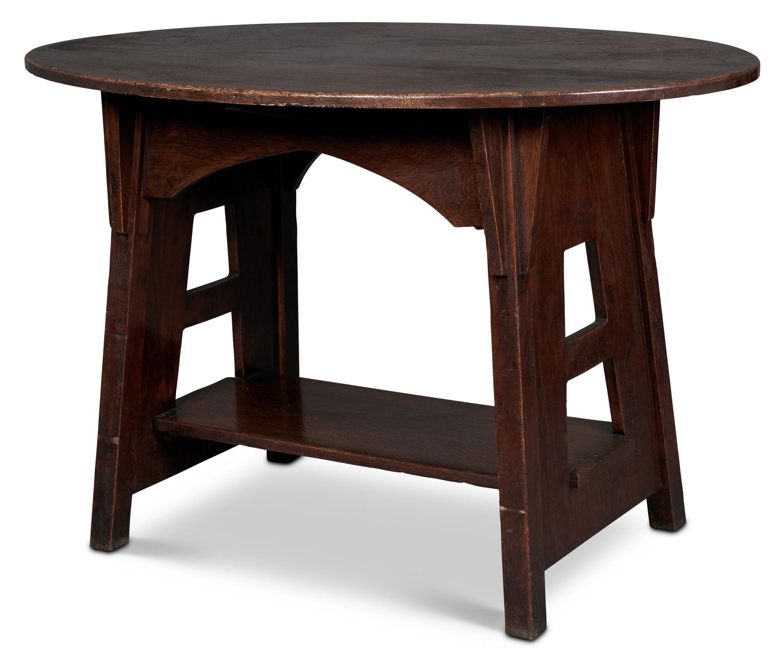 Charles Limbert table: Charles LimberttableGrand Rapids, MIoaksigned29.5"h x 29.5"d x 45"w