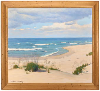 Frank Dudley (American, 1868-1957) Indiana Dunes: Frank Dudley(American, 1868-1957)Indiana Dunesoil on canvassigned26.5"h x 29.5"woverall: 32"h x 35"w