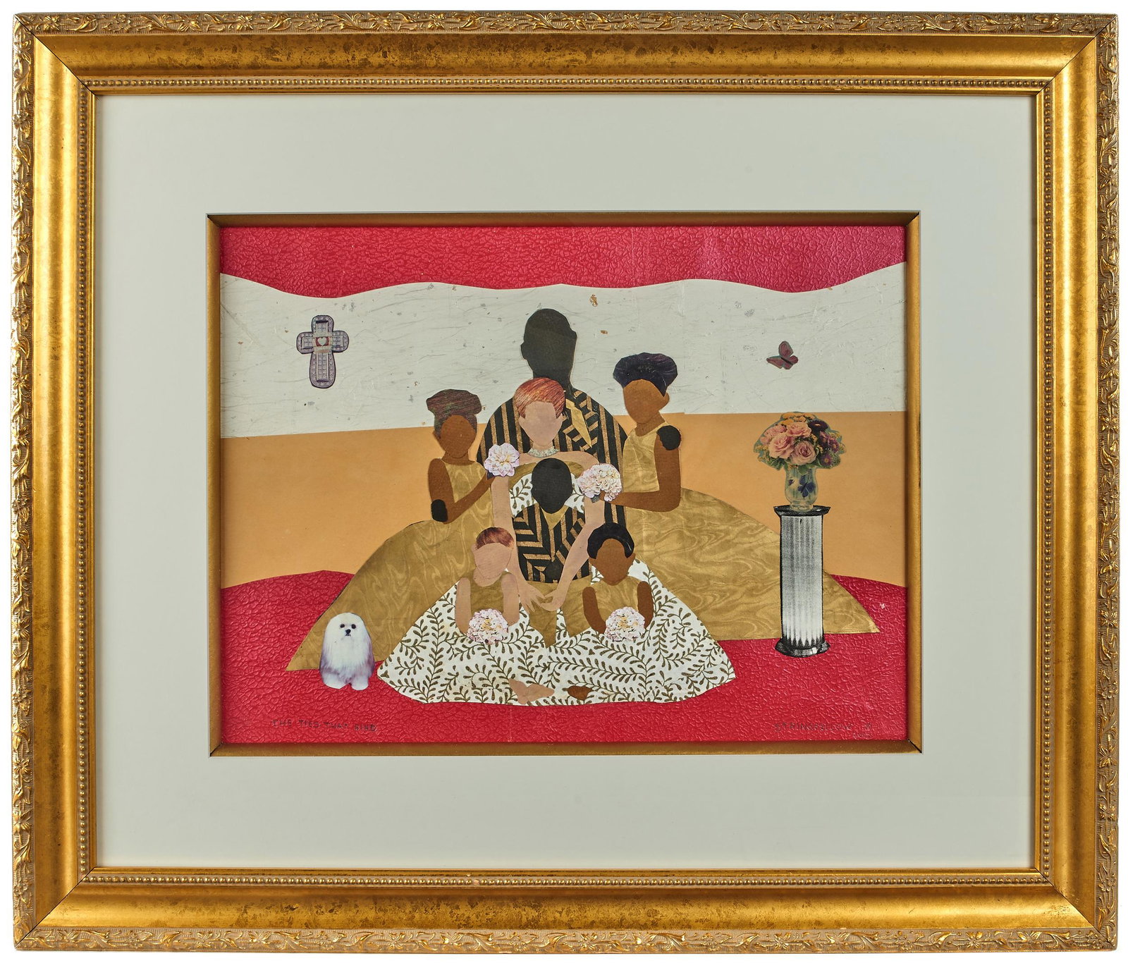 Allen Stringfellow, The Ties that Bind, mixed media: Allen Stringfellow (1923-2004) The Tie That Binds, 2002 original collage 13" x 17.25 inches signed and titled