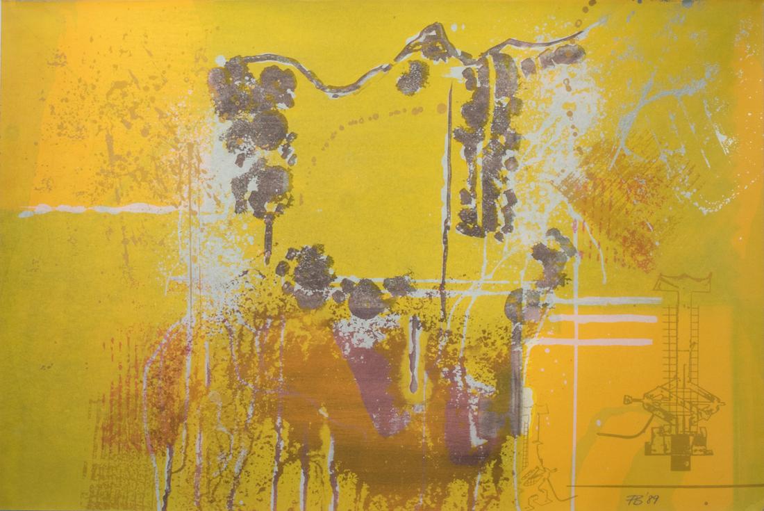 Frank Bowling Untitled: Frank Bowling (b. 1936)Untitled, 1989screen print with metallic pigmentinitialed and dated14-1/2 x 21-1/2 inchesunframed