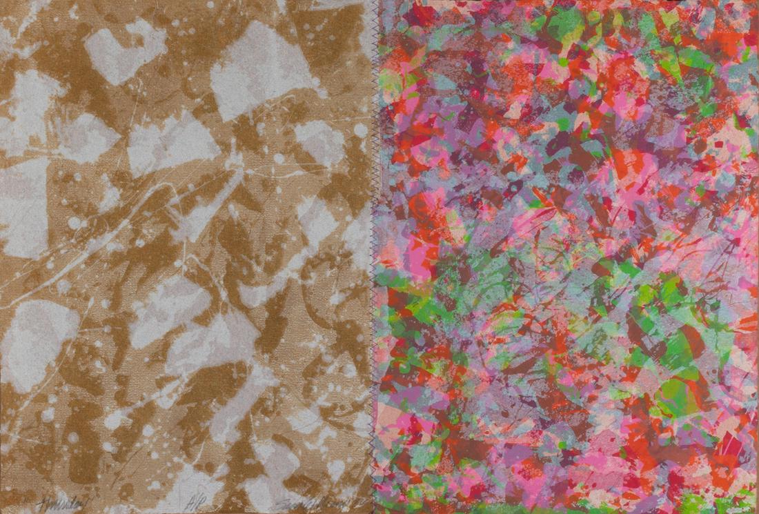 Sam Gilliam Thursday: Sam Gilliam (b. 1933)Thursday, 1974monoprint on hand stitched papersigned, titled, and dated; inscribed "Artist's Proof"14 x 20-1/2 inches