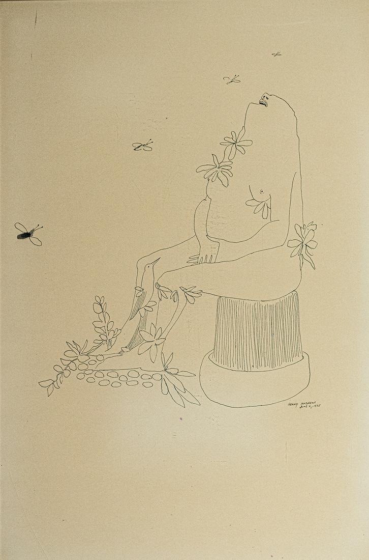 Benny Andrews Utopia Study 5a: Benny Andrews (1930-2006)Utopia Study #5a, 1975pen and ink on papersigned and dated June 4, 197518 x 12 inchesframed Labels verso: Benny Andrews: The Bicentennial Series</
