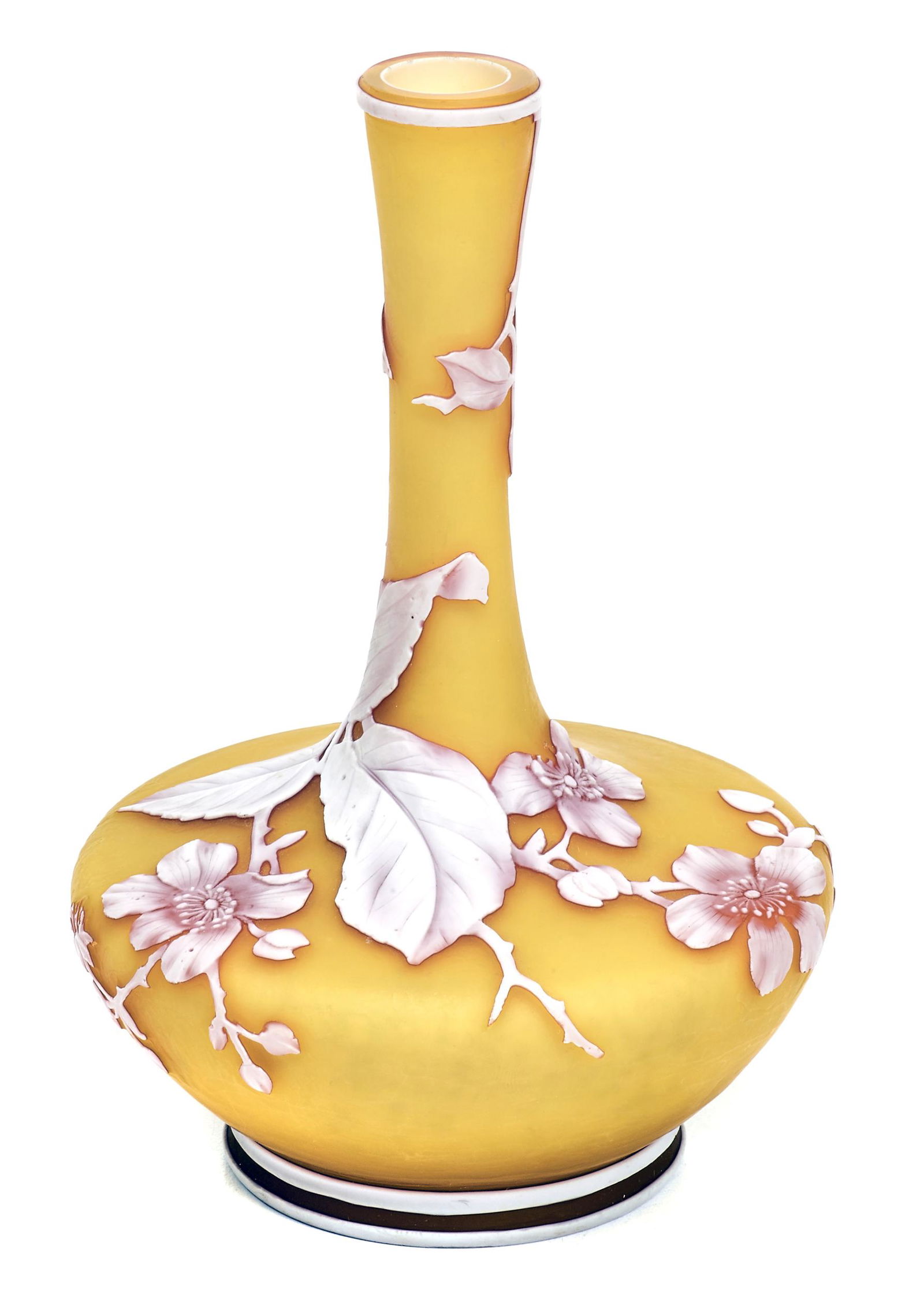 Thomas Webb and Sons vase: Thomas Webb and SonsvaseEnglandcameo glasssigned with butterfly 6"h x 4"dia