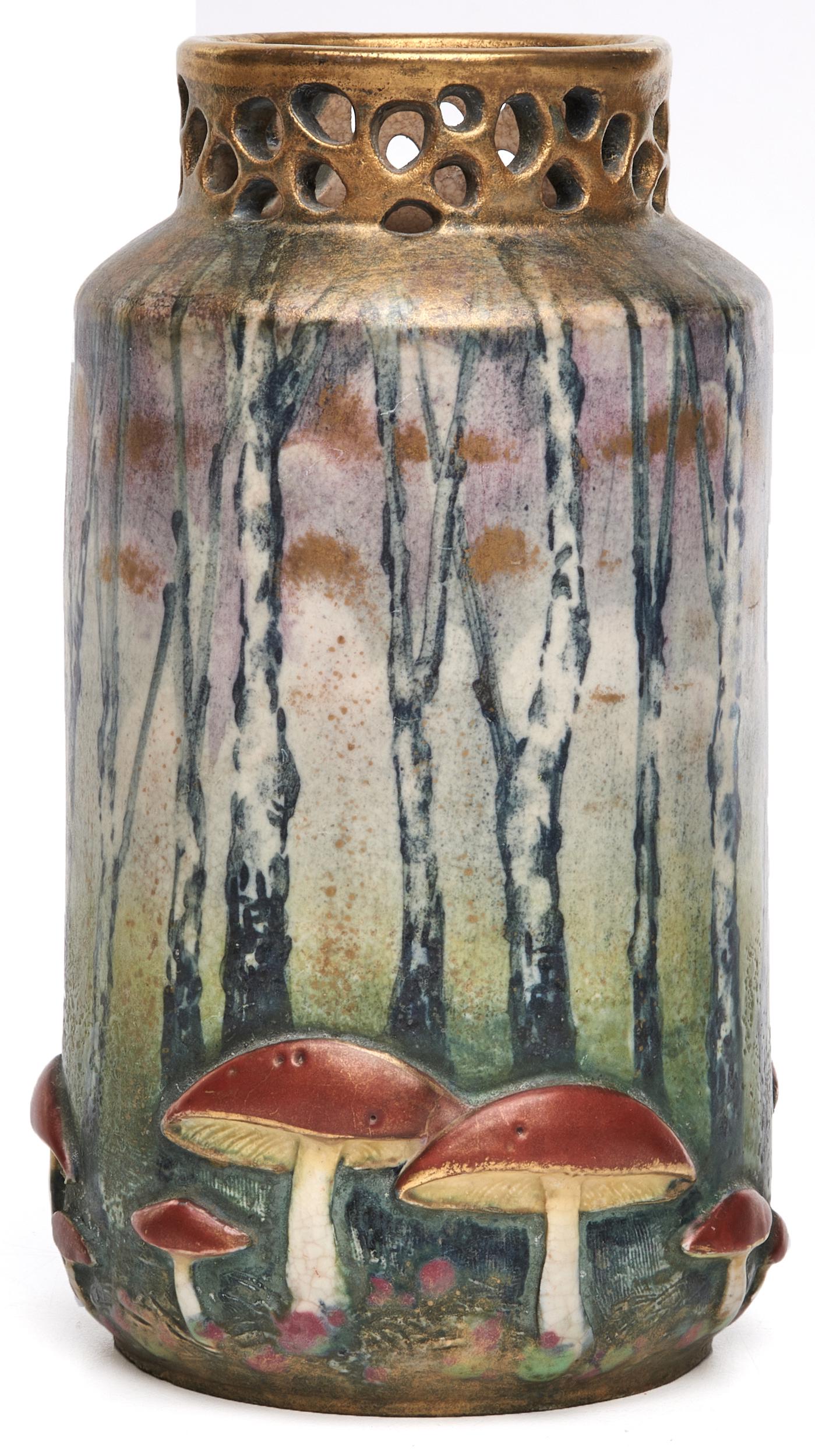 Amphora vase: Amphora vase Austria painted ceramic stamped and impressed marks 5.5"h x 3.25"dia