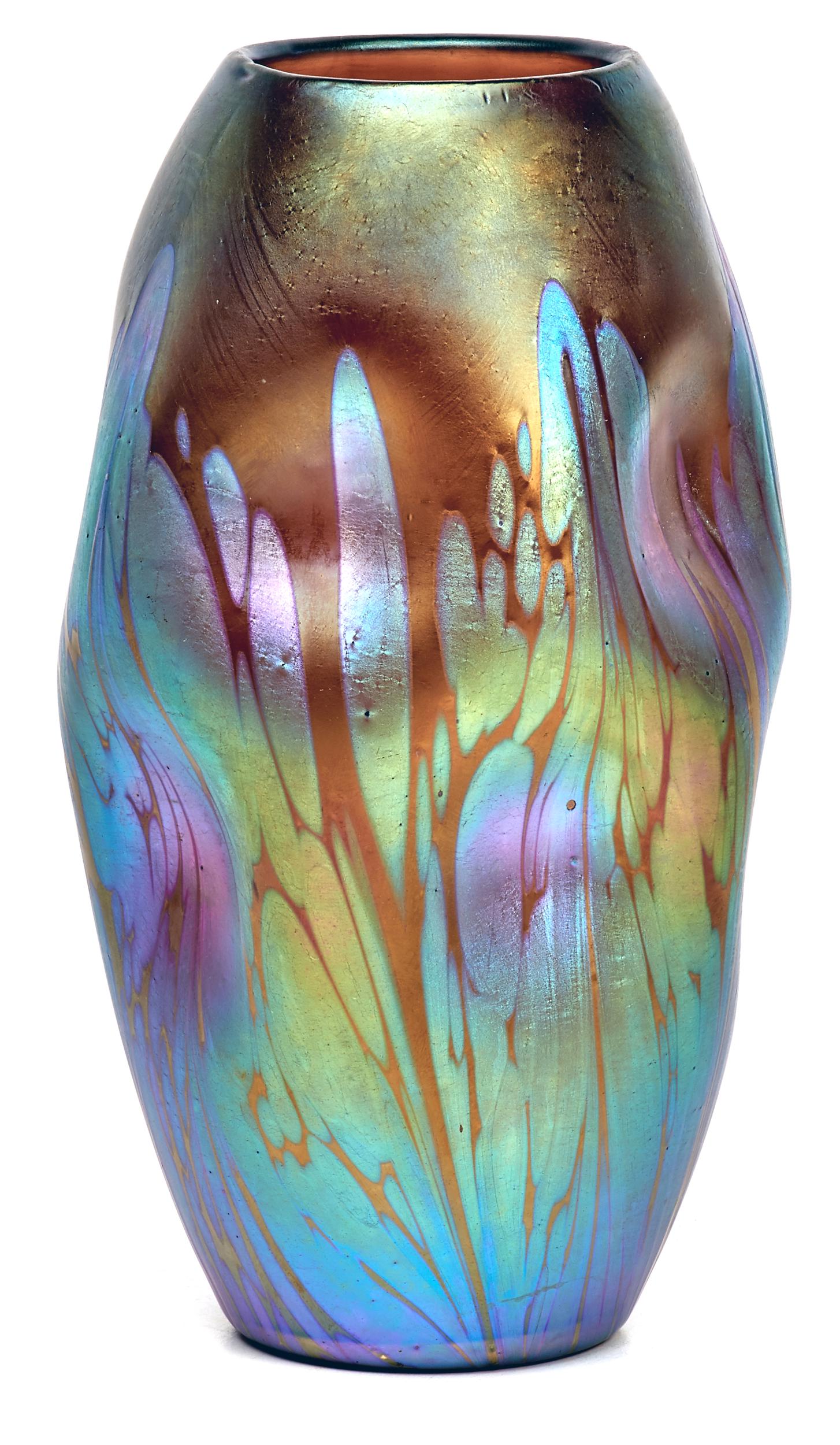 Loetz vase: LoetzvaseAustriairidescent glassunsigned7"h x 3.75"dia