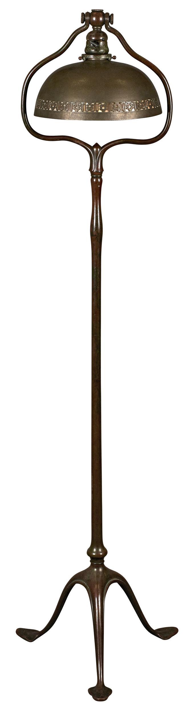 Tiffany Studios floor lamp: Tiffany Studios floor lamp New York, NY bronze, glass liner impressed mark 55"h x 14"w