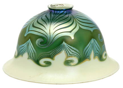 Quezal shade: Quezal lamp shade Queens, NY glass signed 5.25"h x 10"dia