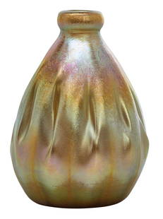 Louis Comfort Tiffany vase: Louis Comfort Tiffany vase New York, NY Favrile glass signed 5"h x 3.5"dia