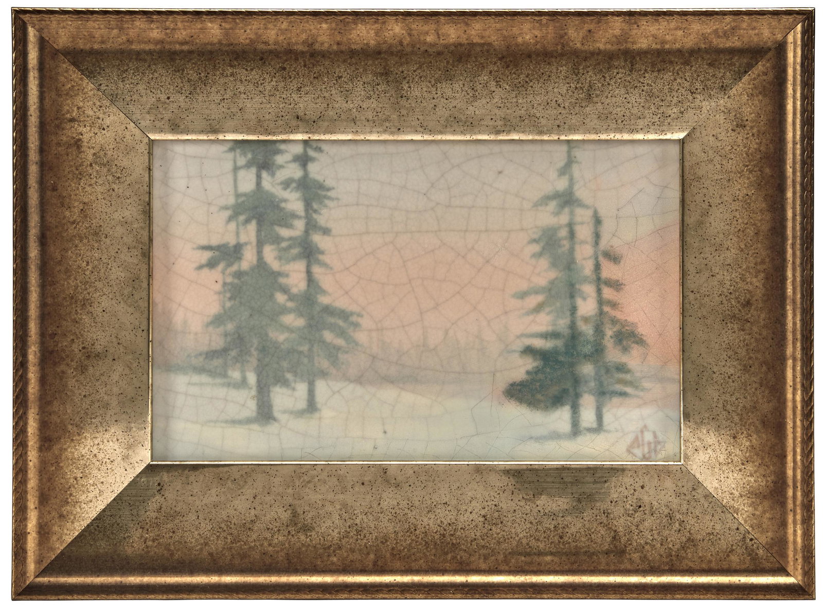 Rookwood Pottery by Mary Grace Denzler plaque: Rookwood Pottery by Mary Grace Denzler plaque Cincinnati, OH Vellum glazed ceramic artist signed overall: 9"h x 12"w