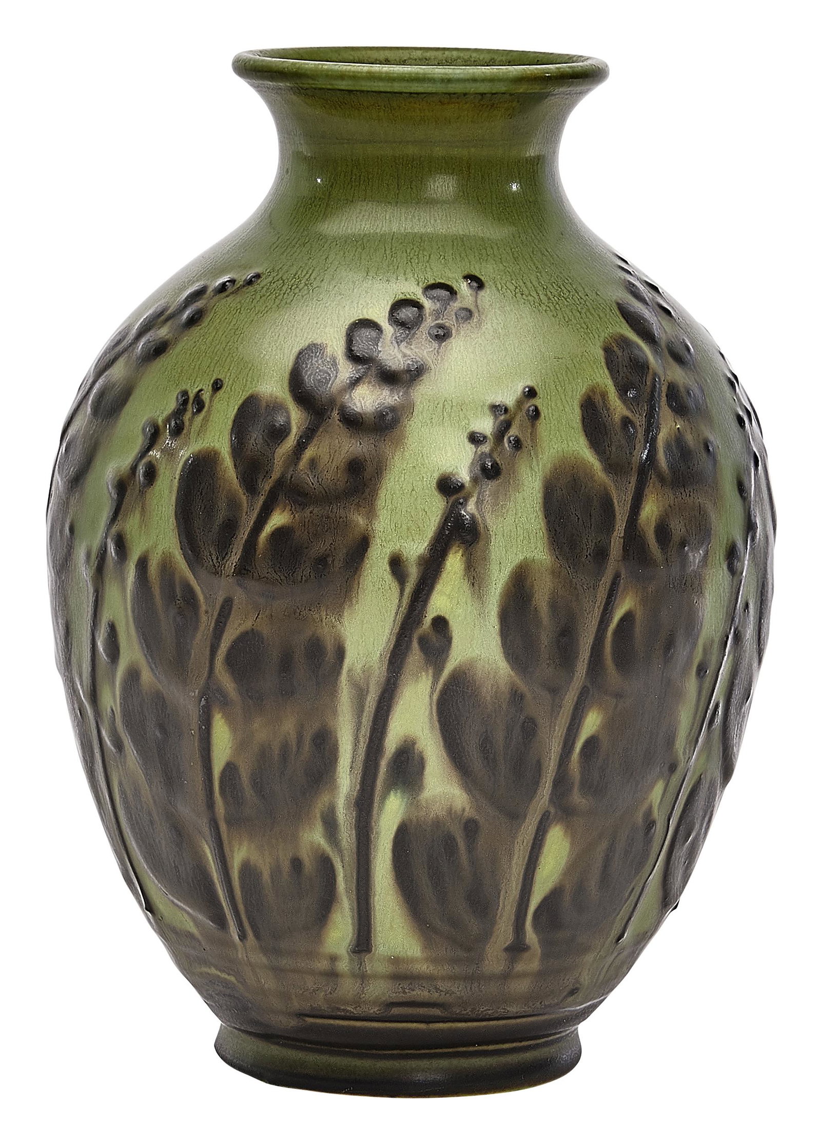 Rookwood Pottery by Elizabeth Barrett vase: Rookwood Pottery by Elizabeth Barrett vase Cincinnati, OH, 1928 Matte glazed ceramic artist signed, dated, numbered 6.75"h x 4"dia