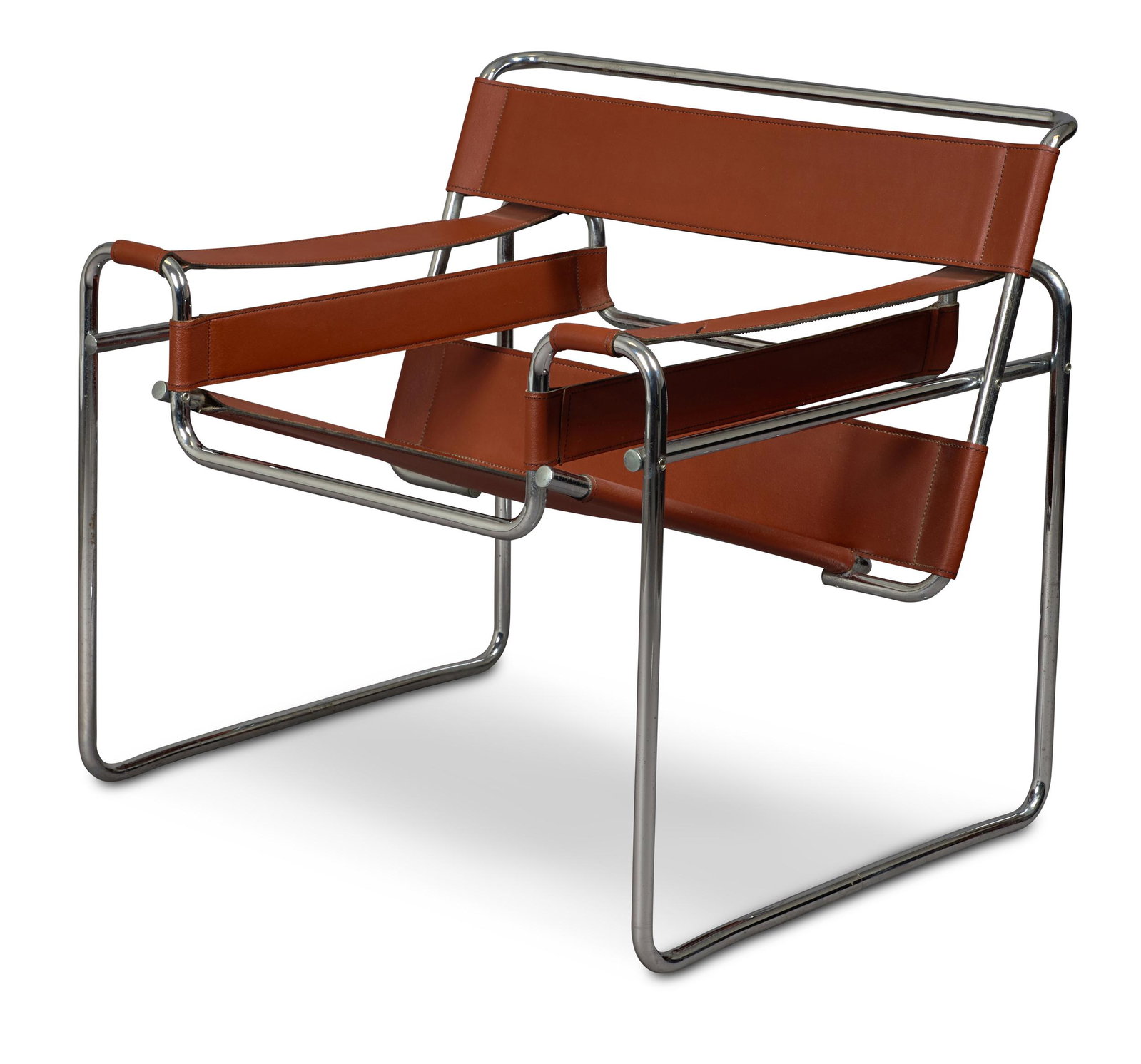 Knoll by Marcel Breuer Wassily chair, attributed: Knoll by Marcel Breuer, attributed Wassily chair chrome-plated steel, leather 29"h x 30.5"w x 27"d