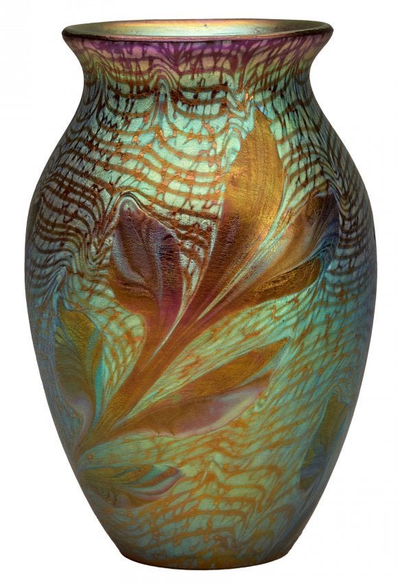 Loetz vase: Loetz vase Austria iridescent glass signed 6.75"h x 4"h