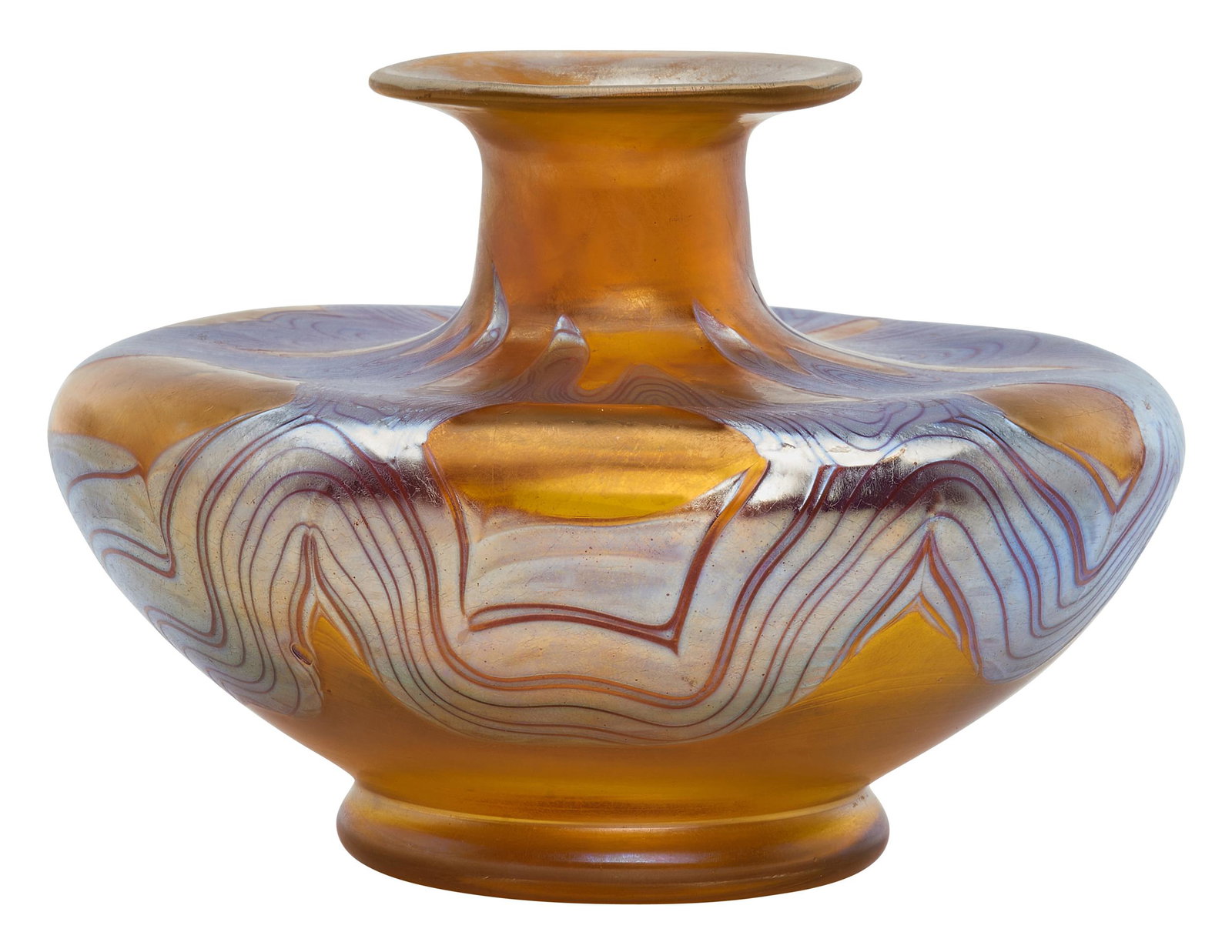 Loetz vase: Loetz vase Austria iridescent glass marked 3.5"h x 5"dia