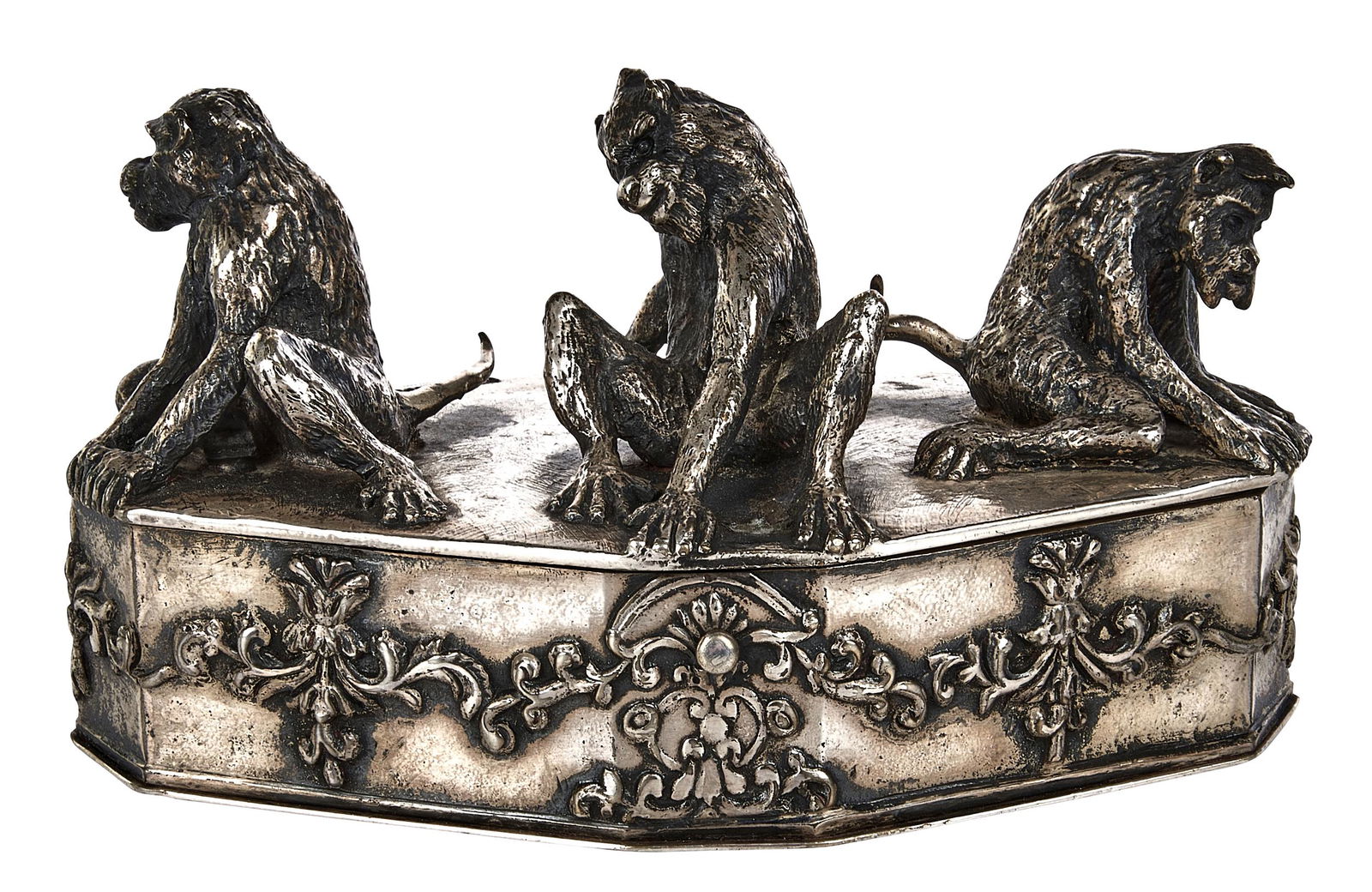 Christophe Fratin (French, 1801-1864) box: Christophe Fratin(French, 1801-1864)Monkey box bronzesigned3"h x 2.75"d