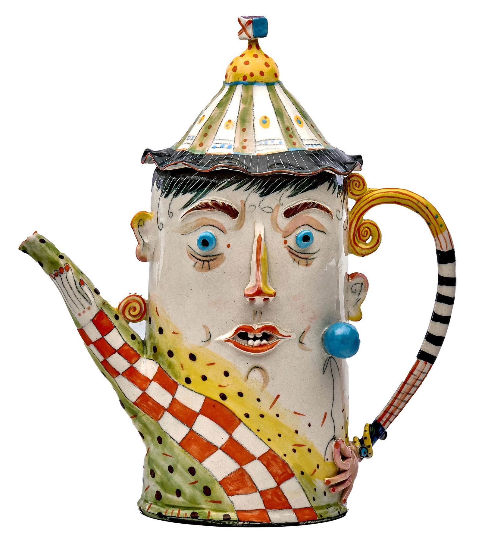 Irina Zaytceva teapot: Irina ZaytcevteapotRussiapainted and glazed ceramicsigned6.5"h x 8"w 3"d 