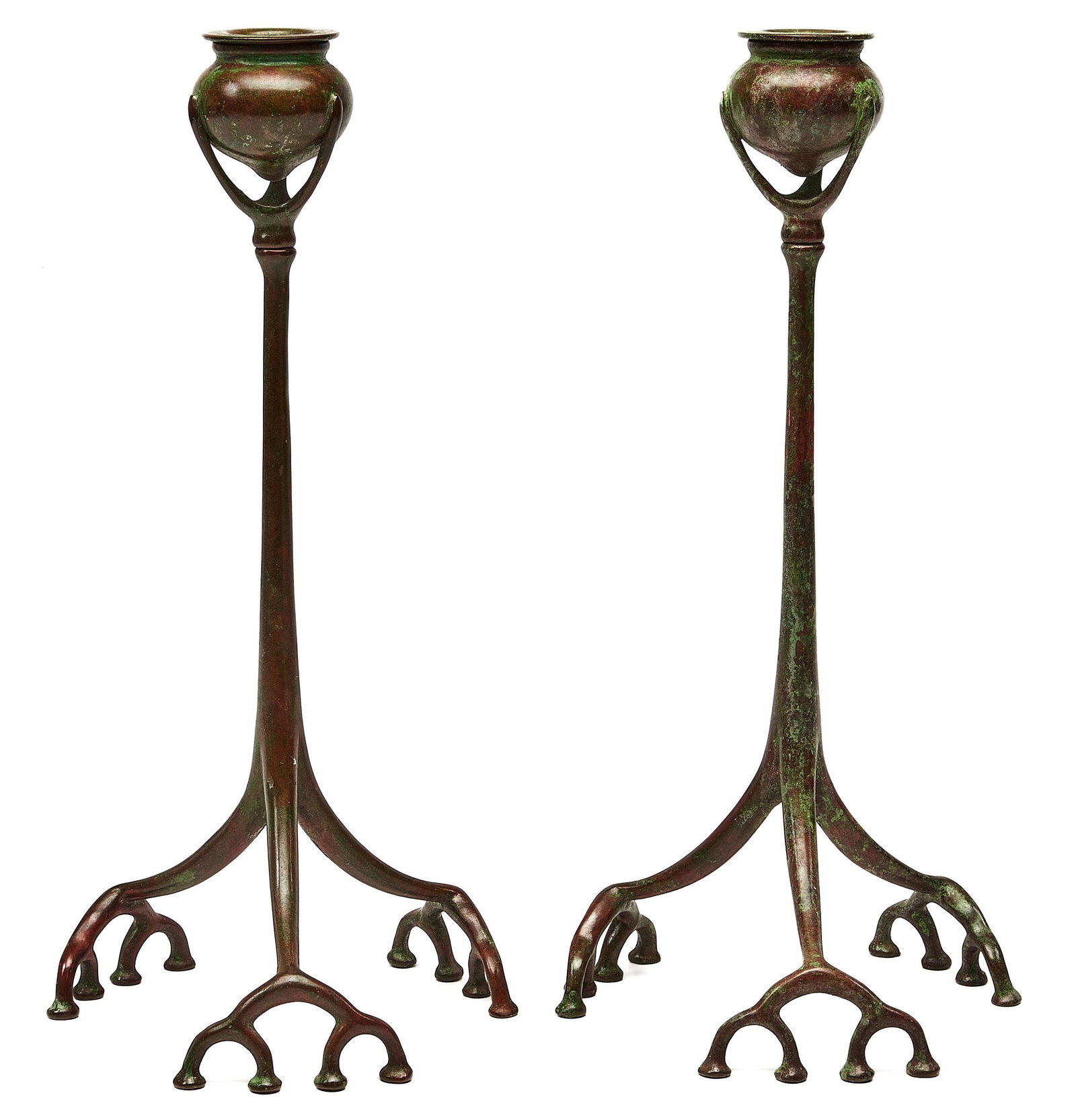 Tiffany Studios candlesticks, pair: Tiffany Studios candlesticks, pair 