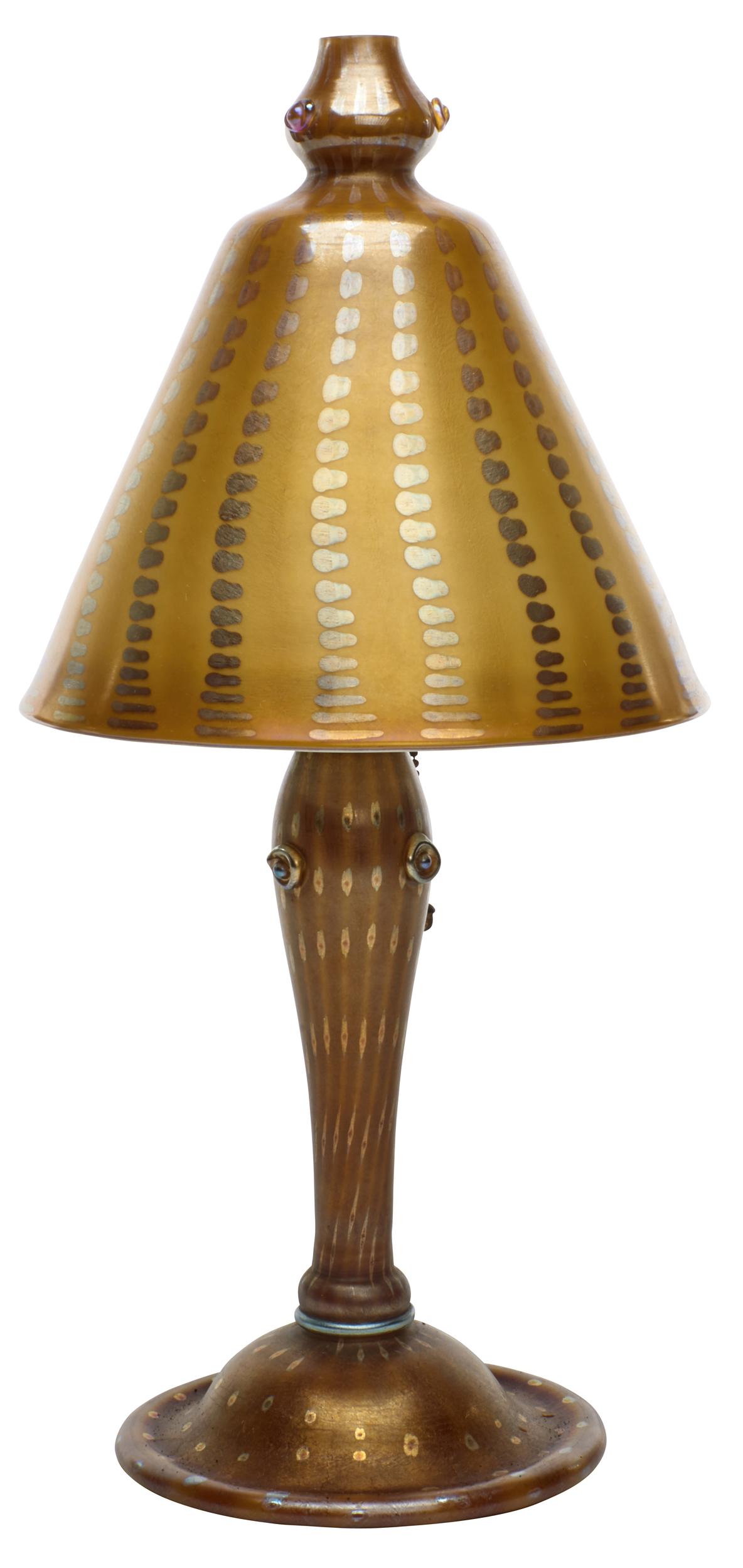Tiffany Studios lamp: Tiffany Studios Arabian boudoir lamp New York, NY Favrile glass base and shade signed 14"h x 6.75"dia