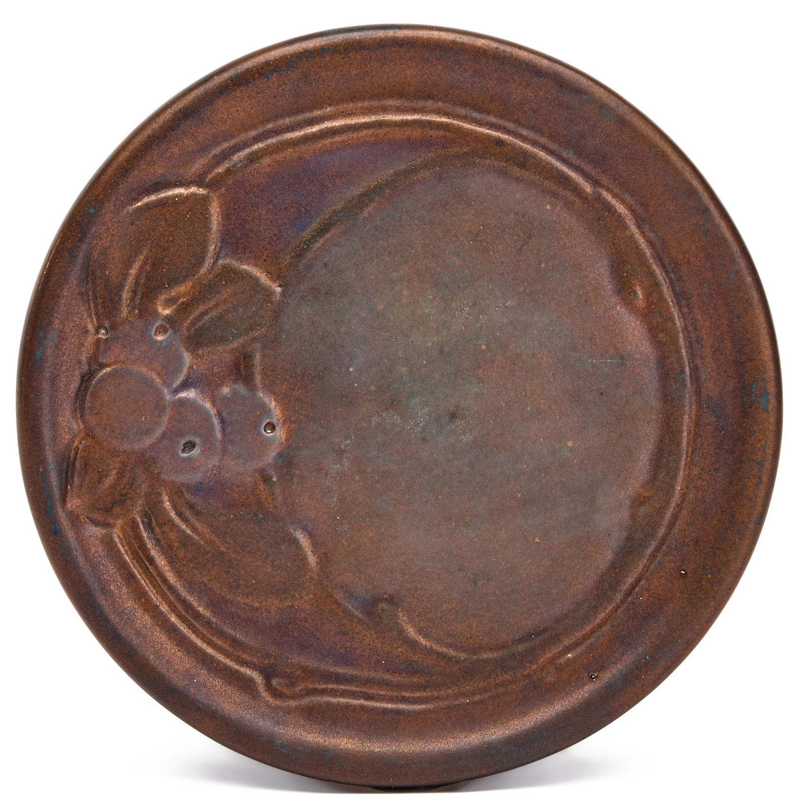 Newcomb College by May Louise Dunn: Newcomb College by May Louise DunntileNew Orleans, LAmetallic glazed ceramic marked, numbered3.75"dia