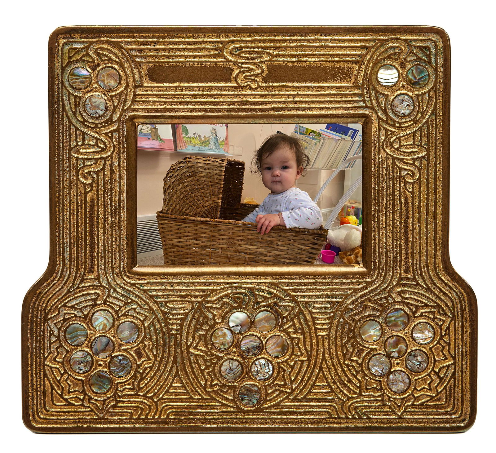 Tiffany Studios frame: Tiffany StudiosAbalone frameNew York, NYbronze, abalone impressed mark6"h x 6.5"w