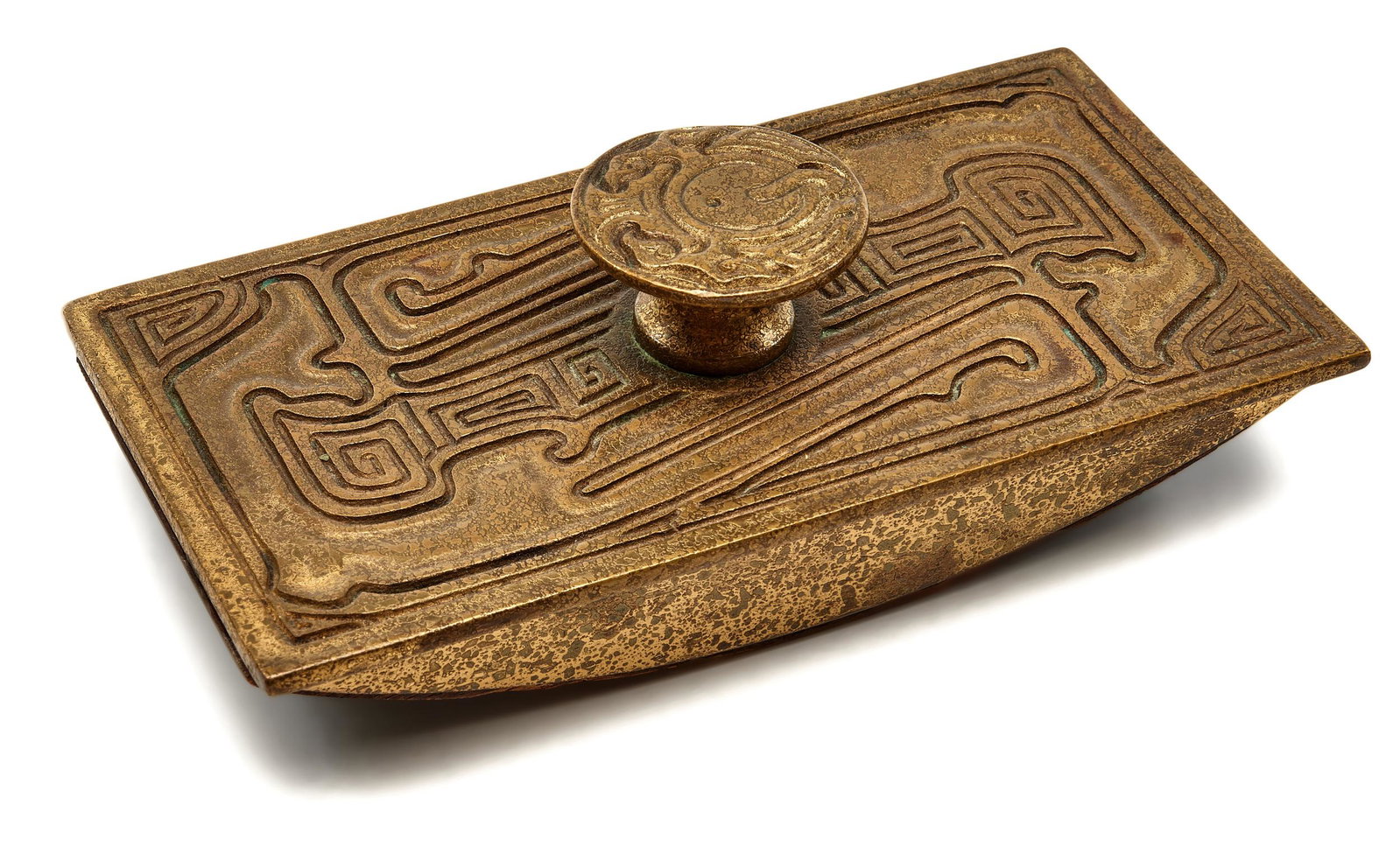 Tiffany Studios blotter: Tiffany Studios Chinese blotter New York, NY bronze impressed mark 5.75"h x 3"w