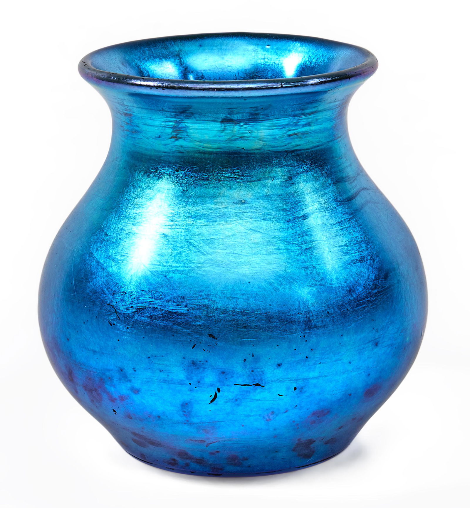 Steuben vase: SteubenBlue Aurene vaseCorning, NYglassunmarked2.5"h x 2.5"dia