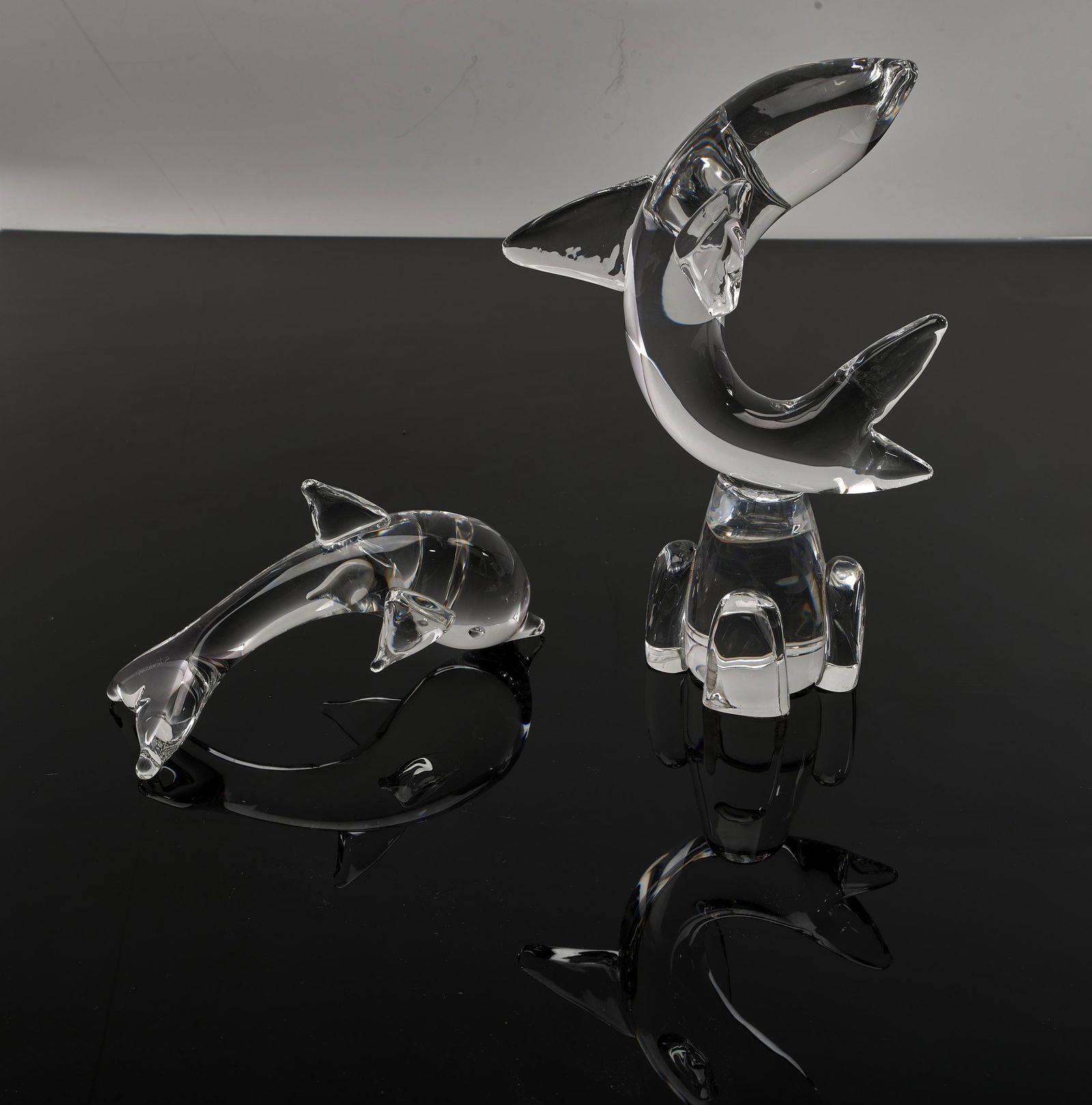 Steuben figurines: Steubenfigurines, twoCorning, NYglasssignedtaller: 8.5"h x 6"w