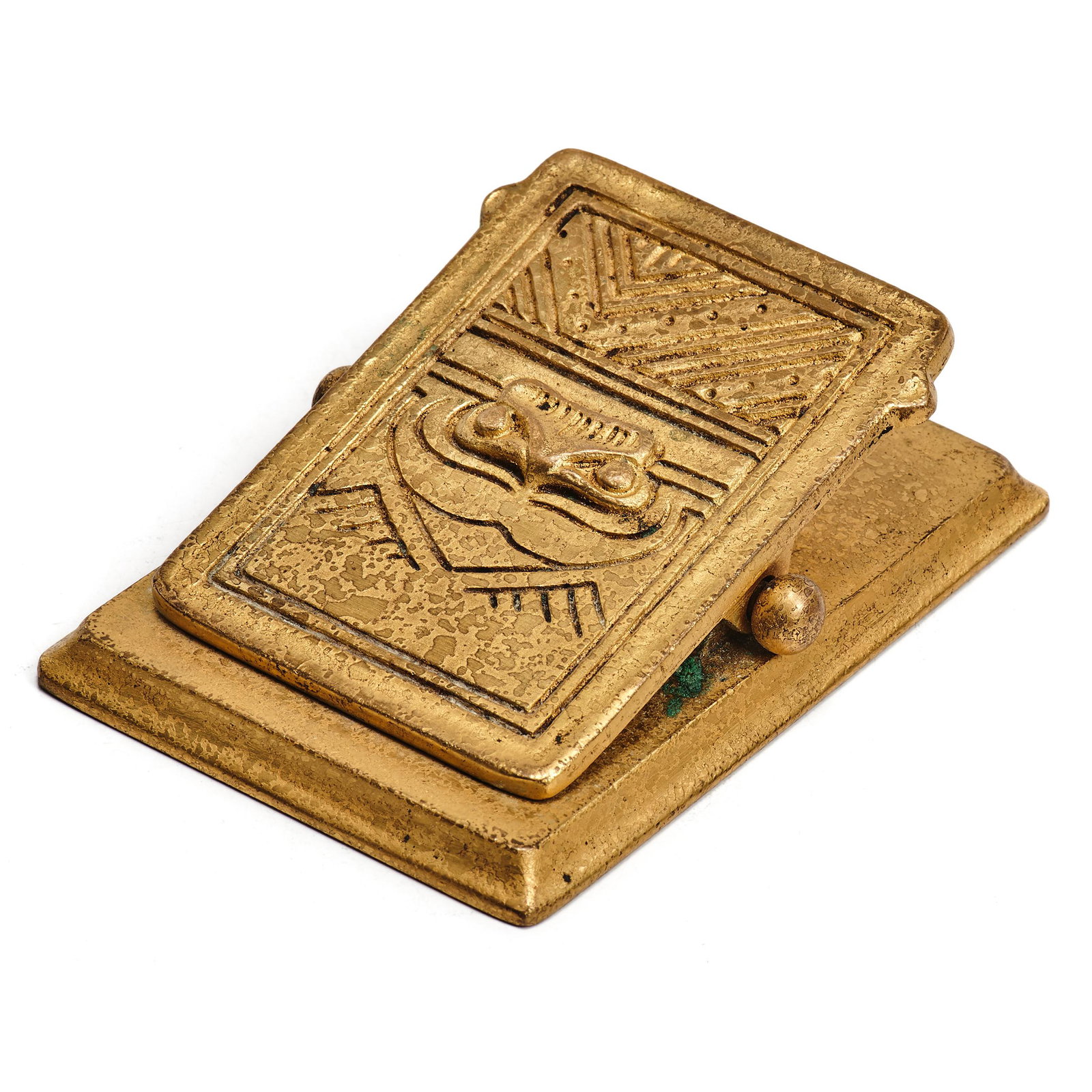 Tiffany Studios paper clip: Tiffany Studios American Indian paper clip New York, NY bronze impressed mark 4"h x 2.25"w