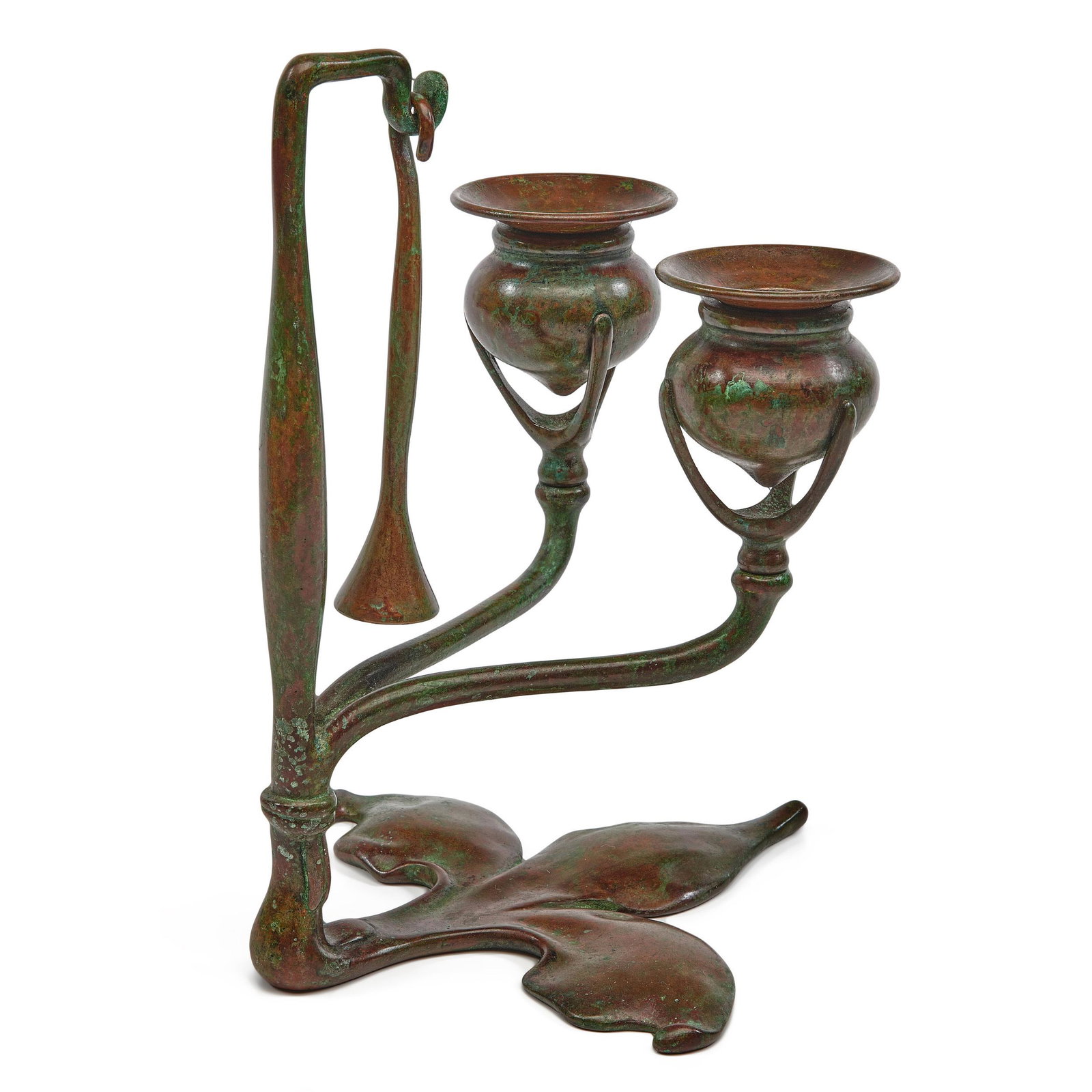 Tiffany Studios candle holder: Tiffany Studios candleholder New York, NY bronze impressed mark 8.5"h x 6"w