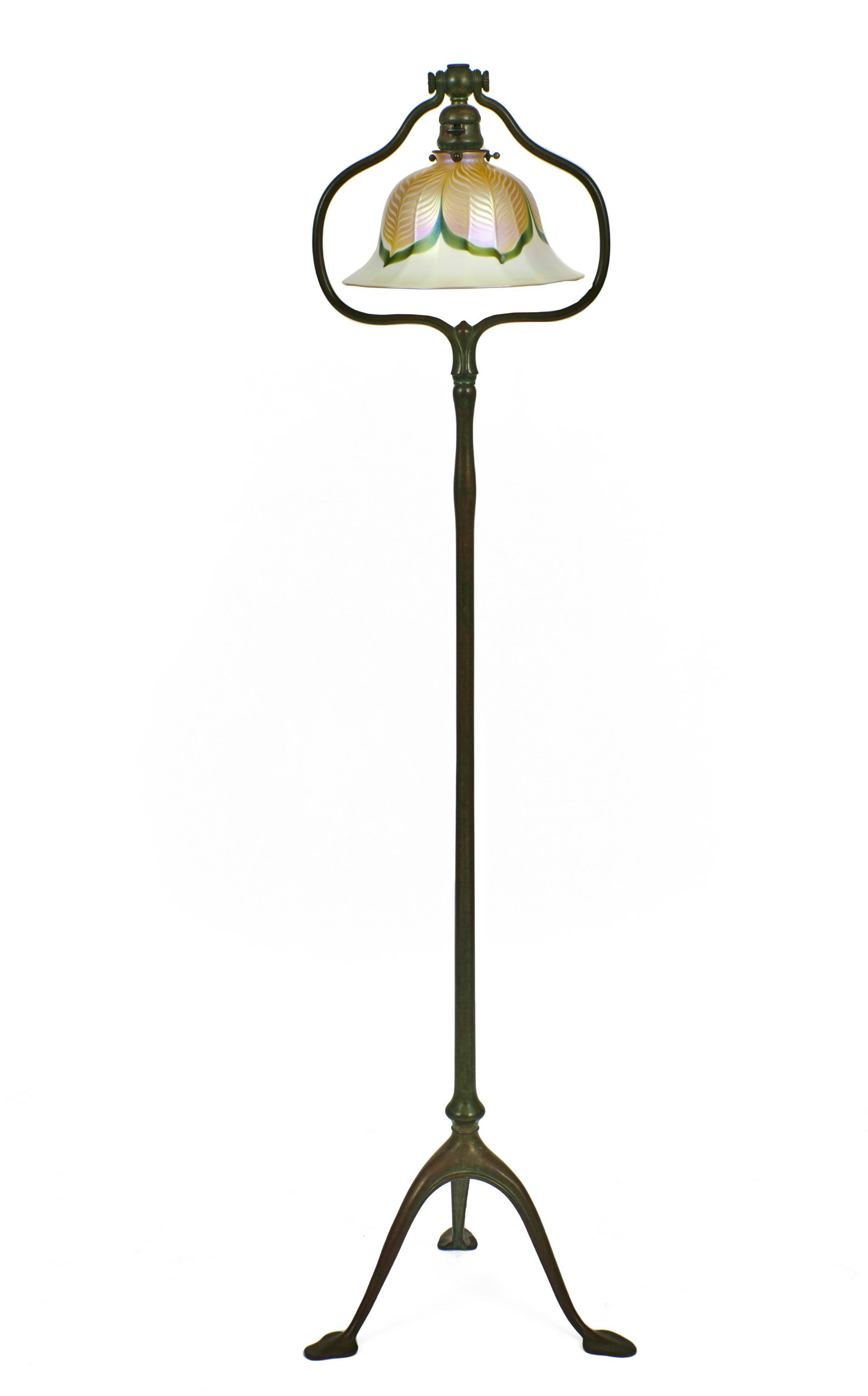 Tiffany Studios floor lamp with a Quezal shade (1 of 3)
