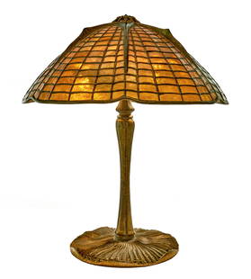 Tiffany Studios Spider lamp: Tiffany Studios Spider lamp New York, NY leaded glass, bronze shade and base signed 18"h x 15"dia