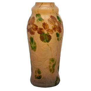 Louis Comfort Tiffany vase: Louis Comfort Tiffany vase New York, NY cameo cut glass etched signature 11.5"h x 4.5"w